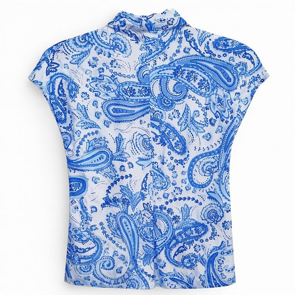 Chaus New York Blue Paisley Draped Sleeveless Blouse NWT S - Picture 3 of 8